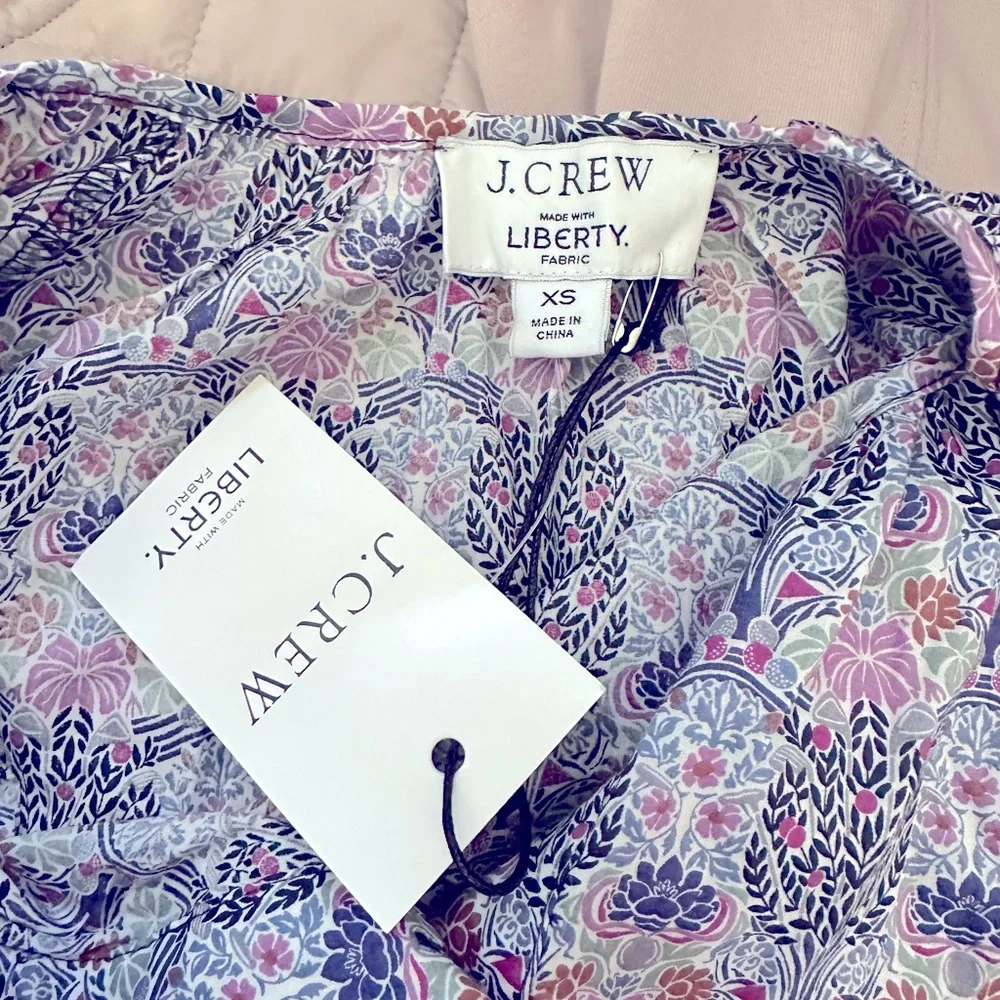 J crew liberty fabric floral print balloon sleeve button front mini dress XS - Picture 6 of 6